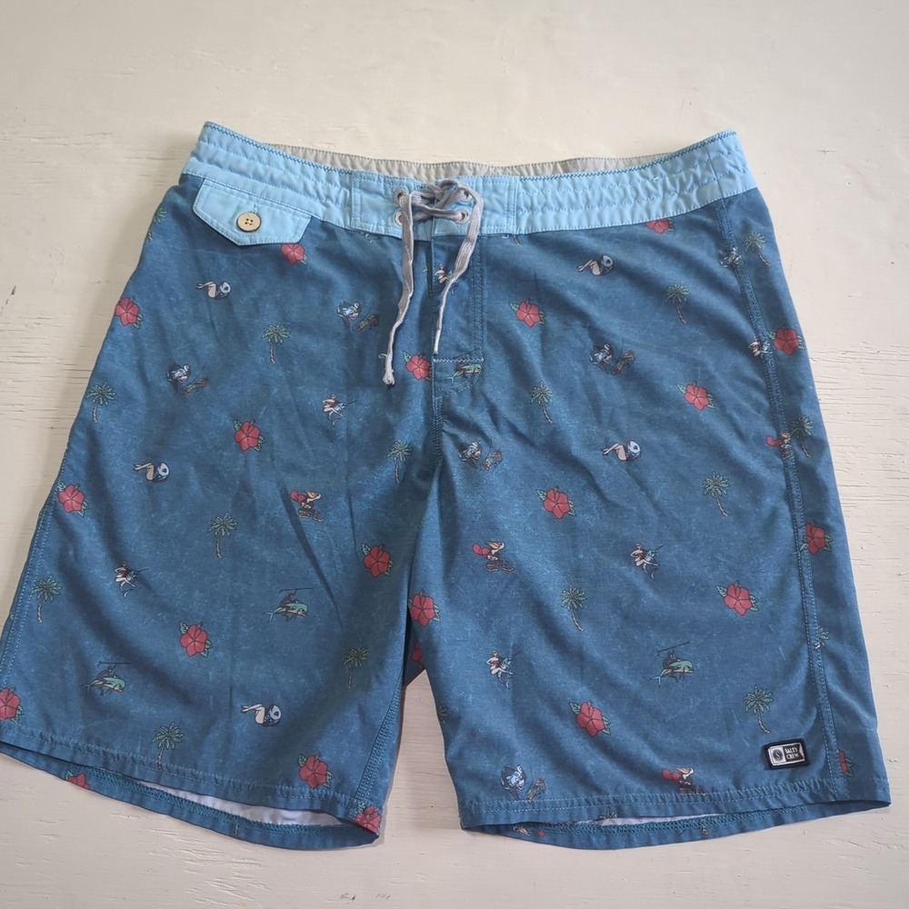 Salty Crew‎ Men's Size 34 Blue Coconut Swim Trunks Shorts W/ Drawstring Blue